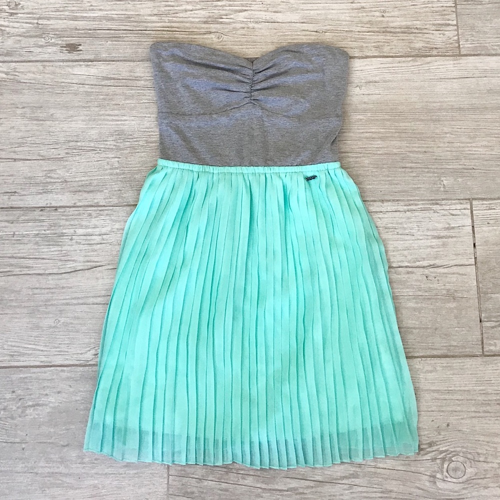 ROXY turquoise pleated dress with bandeau top